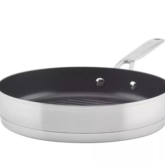 KitchenAid Stainless Steel 3-Ply Base 10.25 Non-Stick Grill Pan - Picture 1 of 9